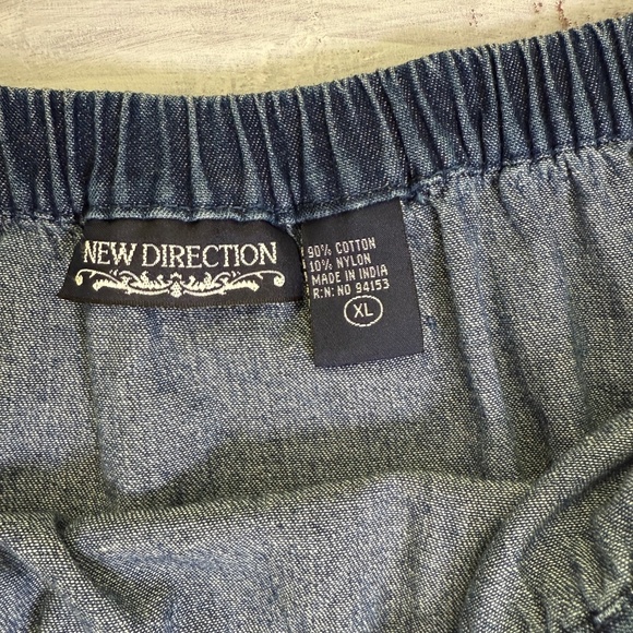 New Direction Womens XL Denim and Lace Lined Boho Peasant Maxi Skirt - Picture 6 of 8